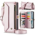 thumbnail image 1 of ShieldPlus for iPhone 16 Pro Max Case, RFID Blocking iPhone 16 Pro Max Wallet Case Crossbody for Women Men,Luxury PU Leather Magnetic Flip Zipper Strap Phone Case for iPhone 16 Pro Max,Pink, 1 of 8