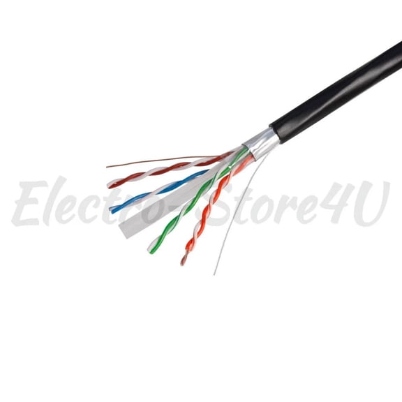 Shielded 1000ft Outdoor Cat5e Cat5 Ethernet Cable FTP Solid UV Direct Burial LAN