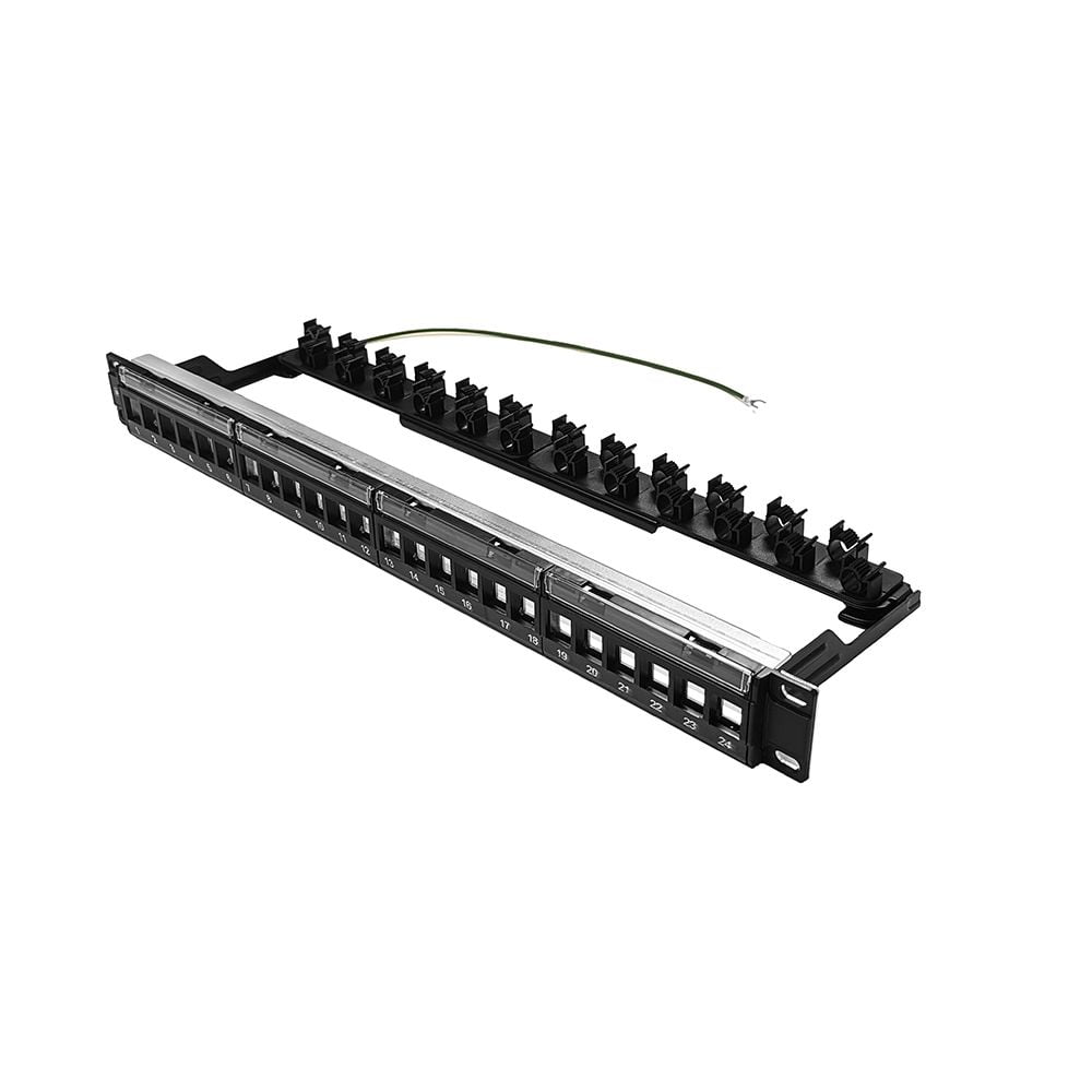 Shielded 24 Port Keystone Patch Panel 1U Rackmount Blank Slimline ...