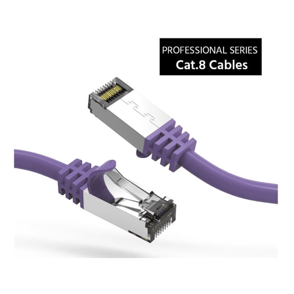 Shielded Cat.8 S/FTP (SSTP) Ethernet Network Cable 10ft Purple