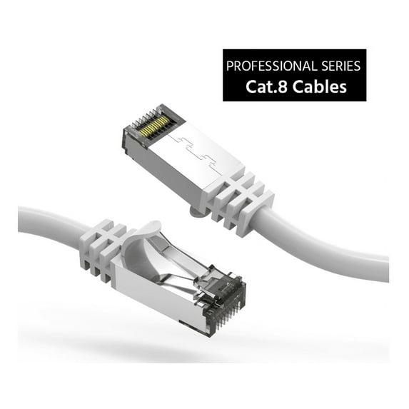 Shielded Cat.8 S/FTP (SSTP) Ethernet Network Cable 2ft White