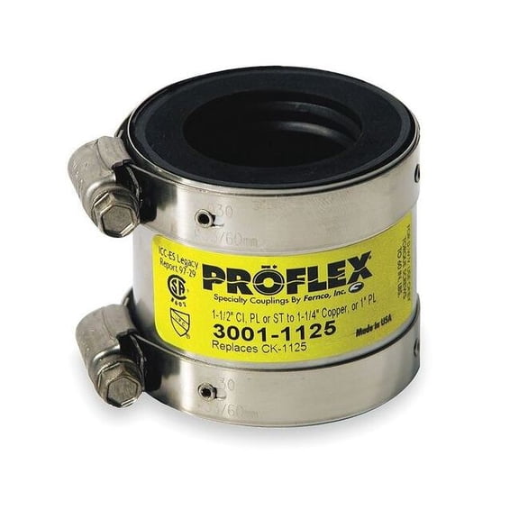 Fernco Shielded Coupling,Pipe Size 1-1/2x1-1/4" 3001-1125