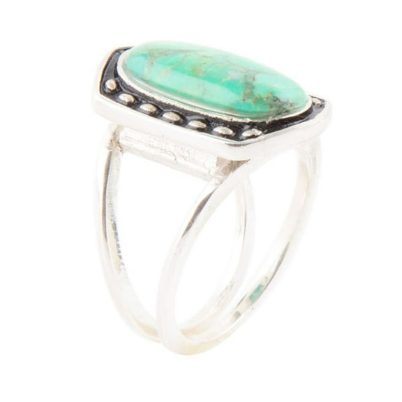 Shielded Lime Green Turquoise and Sterling Silver Ring