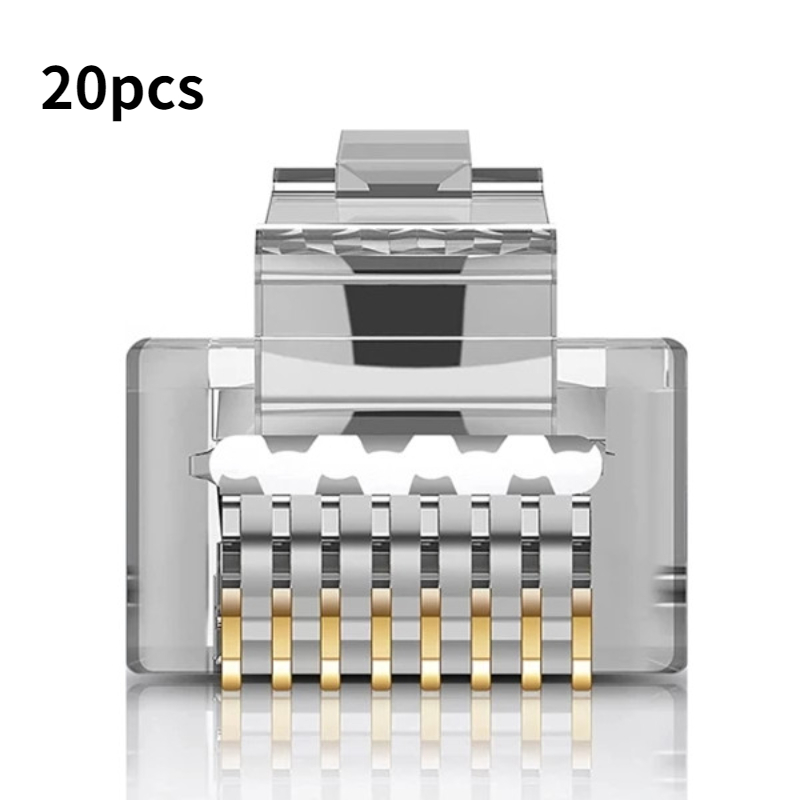 Shielded RJ45 Cat6 Cat 6A Pass Through Connecto Gold Plated 8P8C RJ45