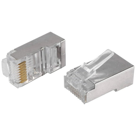 Shielded RJ45 Connector CAT5E CAT6 Crimp Ethernet Connector STP 8P8C Modular Crystal Head Plugs 100 Pieces,100 X Shielded RJ45 Connector,Silver