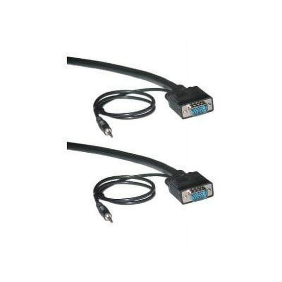 Shielded SVGA Cable with 3.5mm Audio, Black, HD15 Male, Coaxial Construction, Double Shielded, 10 foot