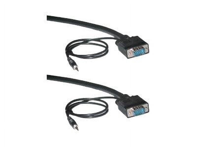 Shielded SVGA Cable with 3.5mm Audio, Black, HD15 Male, Coaxial Construction, Double Shielded, 15 foot