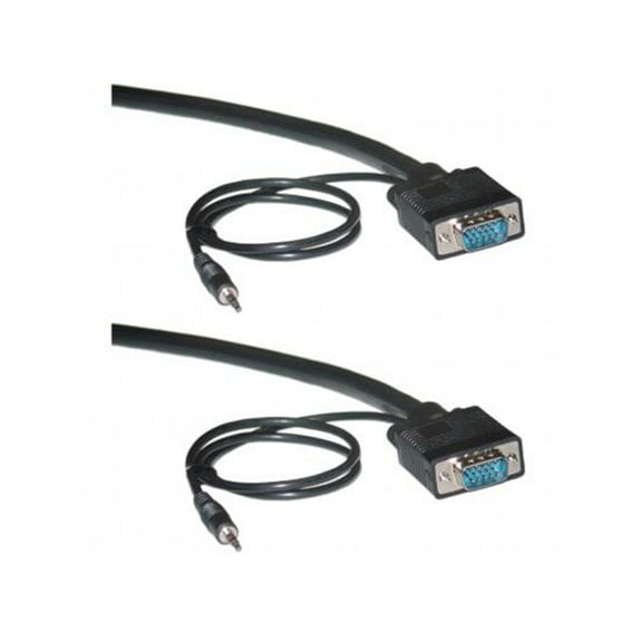 Shielded SVGA Cable with 3.5mm Audio, Black, HD15 Male, Coaxial Construction, Double Shielded, 50 foot