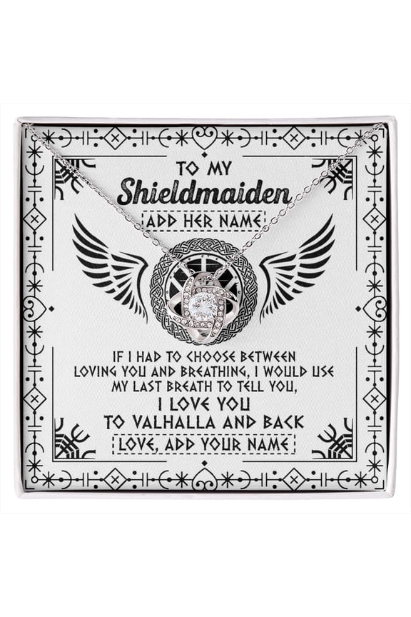 Shieldmaiden Viking Valhalla Jewelry Necklace, Gold Love Knot Necklace