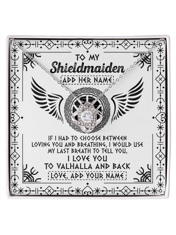 Shieldmaiden Viking Valhalla Jewelry Necklace, White Love Knot Necklace