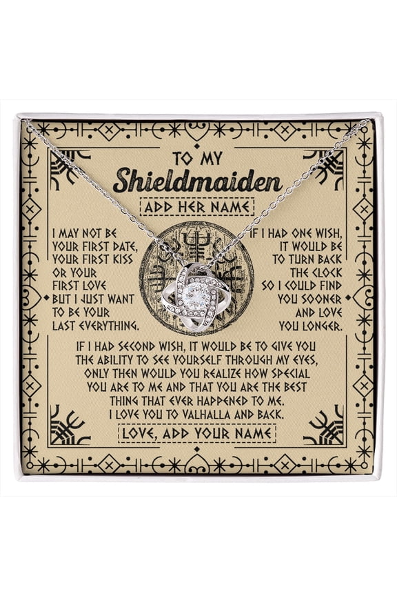 Shieldmaiden Viking Valhalla Love Necklace, White Love Knot Necklace