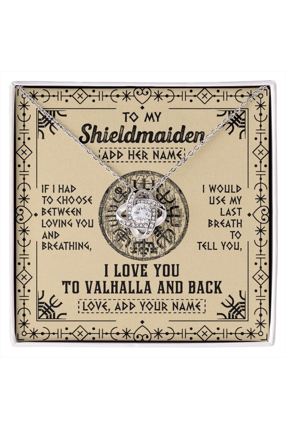 Shieldmaiden Viking Valhalla Wife Necklace, Gold Love Knot Necklace