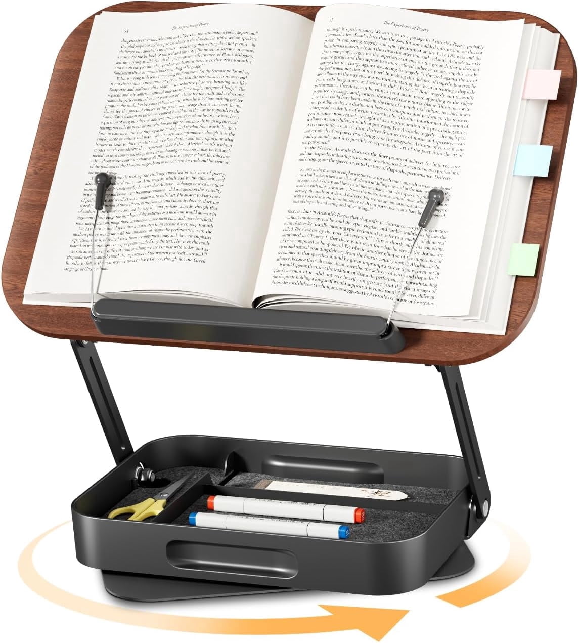 Shieny Book Stand with Storage,Adjustable Book Holder with 360 ...