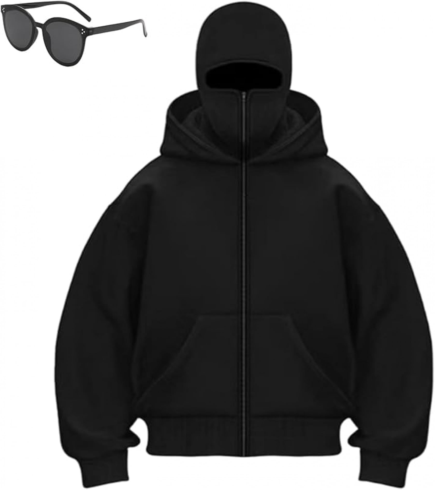 Shiesty Zip up Hoodie With Face Mask Built in Balaclava, Ski Mask