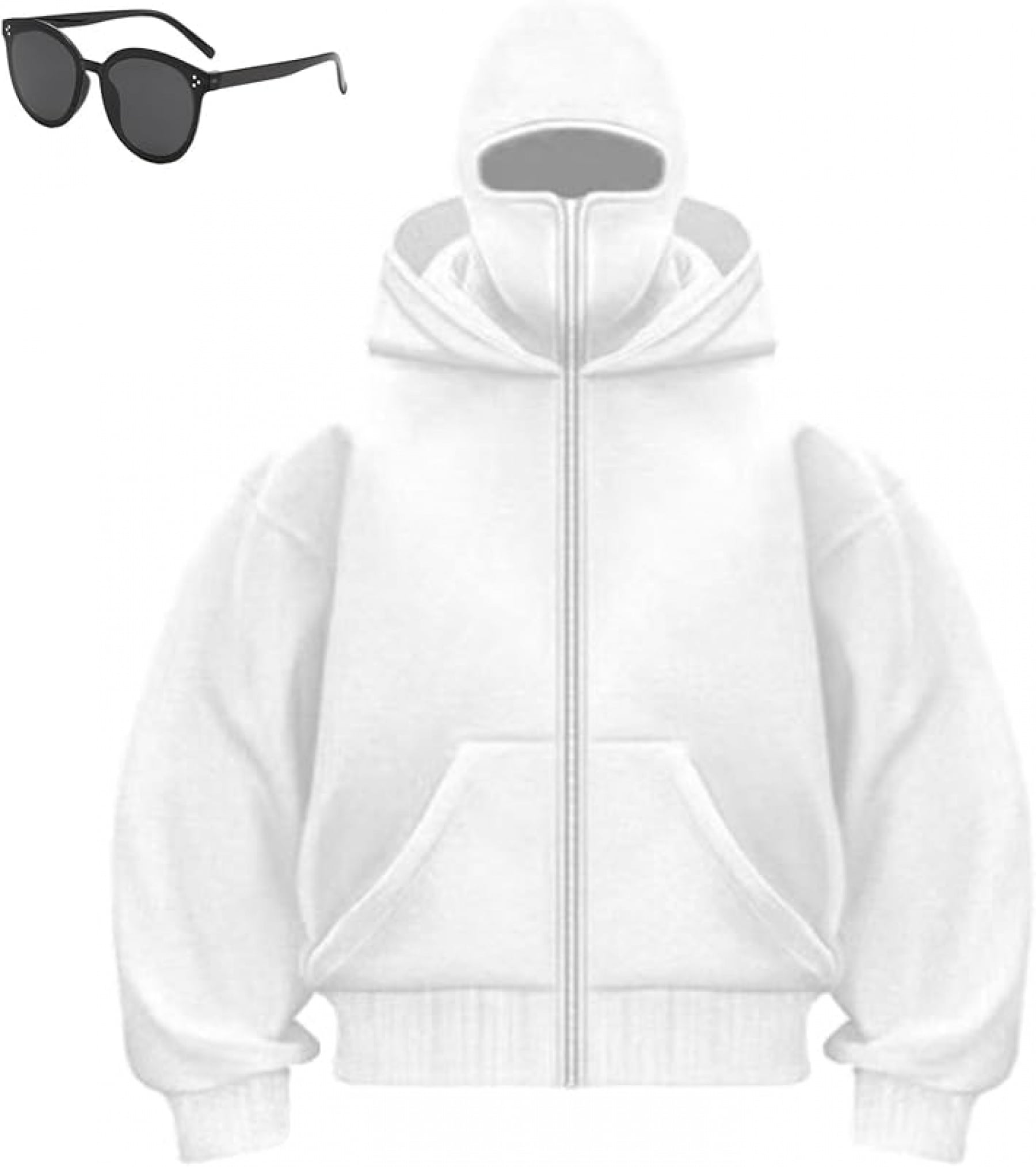 Shiesty Zip up Hoodie With Face Mask Built in Balaclava, Ski Mask