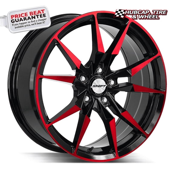Shift Blade 18X8 Gloss Black Candy Red Machine Custom Wheel- 5X100 Bolt Pattern, 35mm Offset