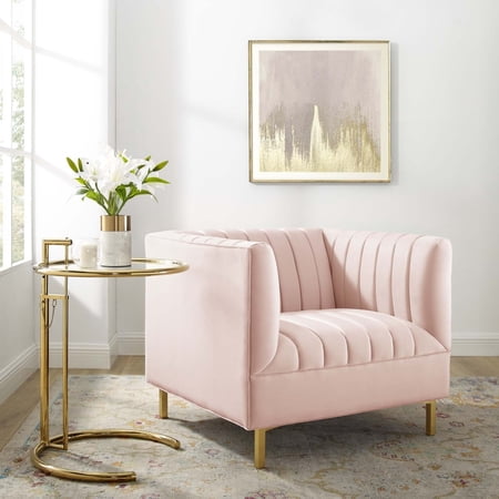 Shift Channel Tufted Performance Velvet Armchair-EEI-4130