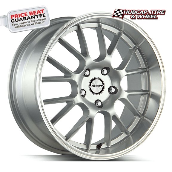 Shift Crank 17X7.5 Silver Polished Lip Custom Wheel- 5x100 Bolt Pattern, 30mm Offset