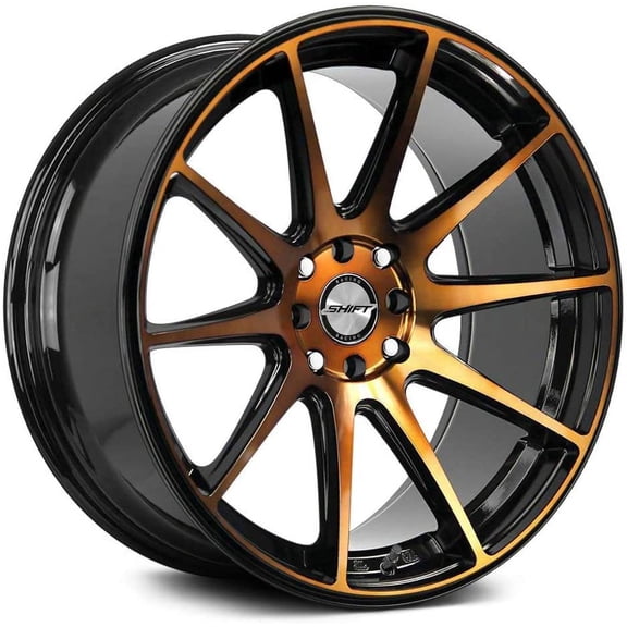 Shift Gear 18X9 Black Machined Bronze Custom Wheel- 4x100 Bolt Pattern, 30mm Offset