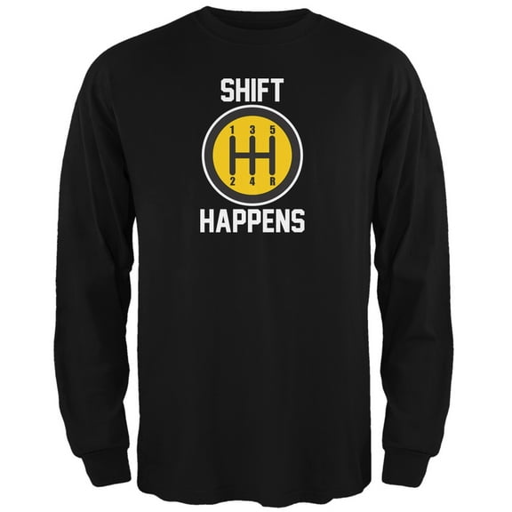 Shift Happens Black Adult Long Sleeve T-Shirt - Large