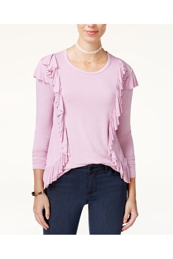 Juniors Ruffle Trim Top Mauve XS