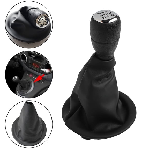 Shift Knob Cover for Berlingo for Partner 1996-2008 Black ABS Plastic PU Leather