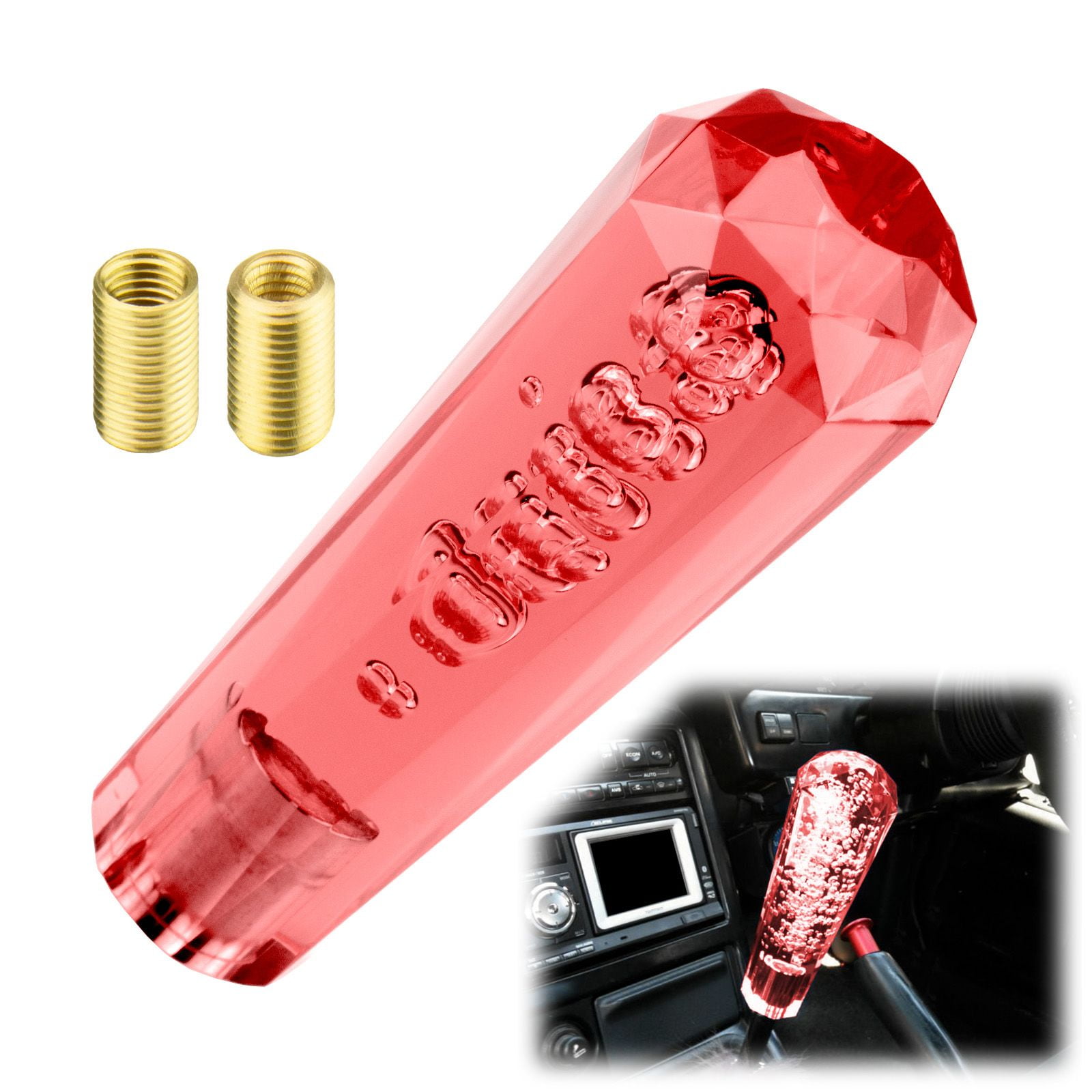 ShiFT Knob Stick Red Crystal Transparent Bubble Manual Gear - Foto 14