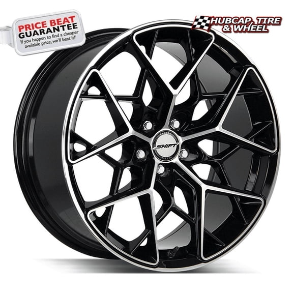 Shift Piston 18X8.5 Gloss Black Machined Custom Wheel- 5X114.3 Bolt Pattern, 35mm Offset