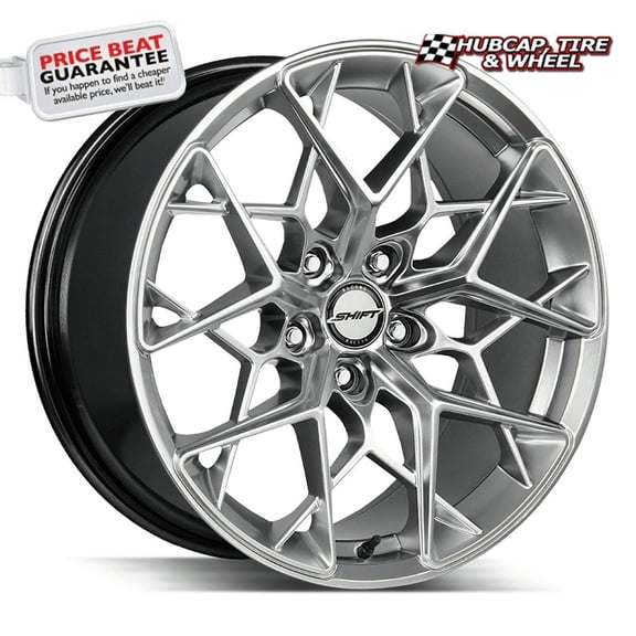 Shift Piston 20X8.5 Platinum Silver Custom Wheel- 5X114.3 Bolt Pattern, 35mm Offset