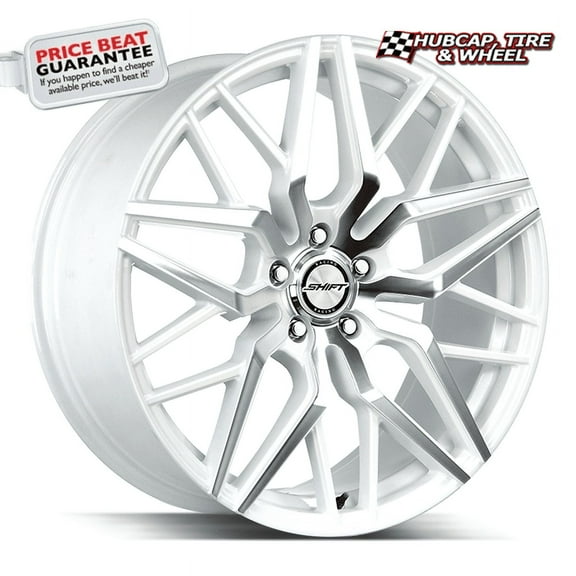 Shift Spring 20X8.5 White Machined Custom Wheel- 5X114.3 Bolt Pattern, 35mm Offset