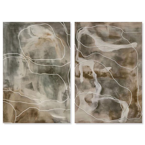 Shifting Strata Duo Canvas Print Abstract Wall Decor Set by Art Remedy, Gallery Wrapped, 30 x 45
