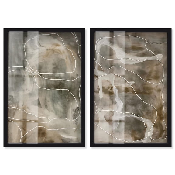 Shifting Strata Duo Shadowbox Print Abstract Wall Decor Set by Art Remedy, Black Frame, 10 x 15