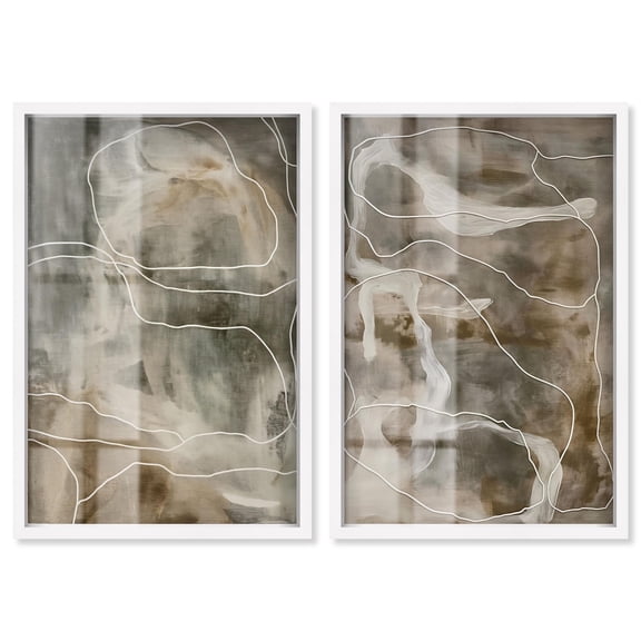 Shifting Strata Duo Shadowbox Print Abstract Wall Decor Set by Art Remedy, White Frame, 10 x 15