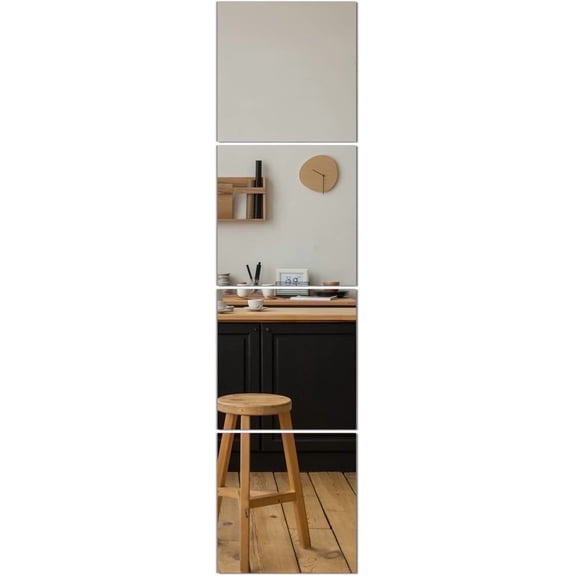 Wall Mirror Full Length, Acrylic Full Body Mirror for Home Gym Door,12x12 inch 4 Pack