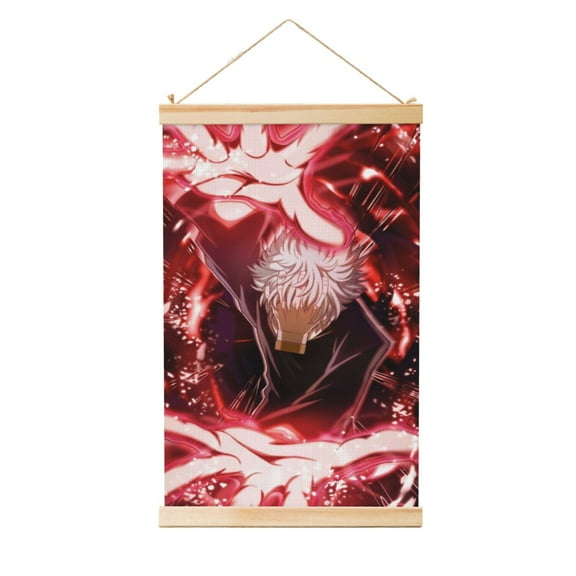 Shigaraki Tomura Poster Canvas Wooden Shaft Hanging Poster Home Decor, Aesthetic Wood Frames Scroll Painting Wall Art for Living Room Bedroom Office 12"X18"