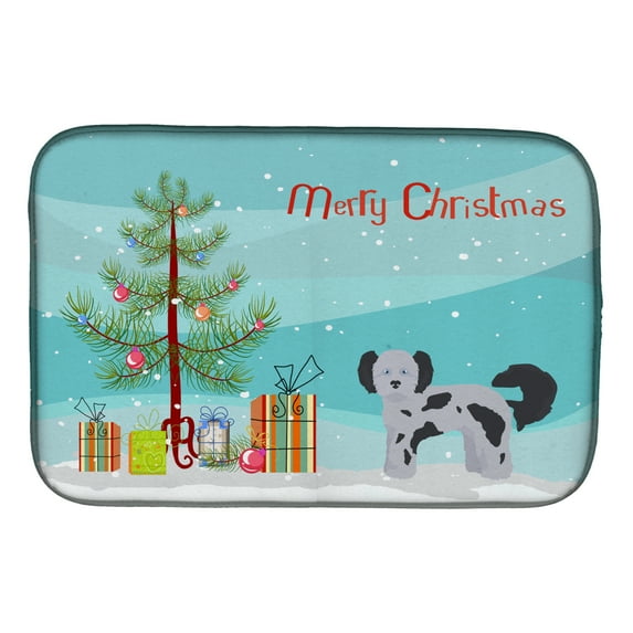 Shih Poo Christmas Tree Dish Drying Mat