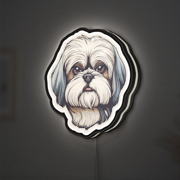 Shih Tzu 3D Novelty Light Box, Small Dog Wall Decor Light, Ideal for Puppy Lovers (Width 24 inch, 60cm)
