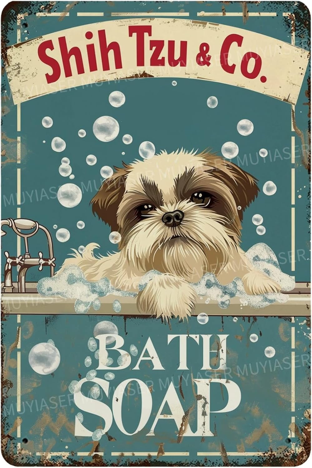 Shih Tzu Bath Soap Co Vintage Signs Retro Tin Sign for Toilet Washroom ...