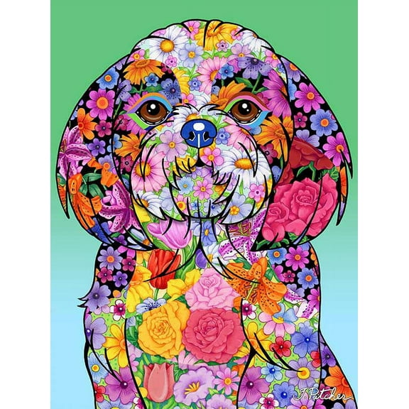 Shih Tzu - Best of Breed Flowers Design Garden Flag