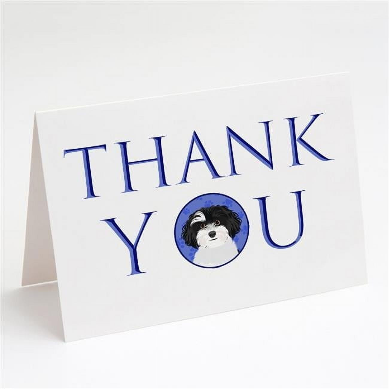 Shih-Tzu Black and White #1 Thank You Greeting Cards and Envelopes Pack of 8 7 in x 5 in
