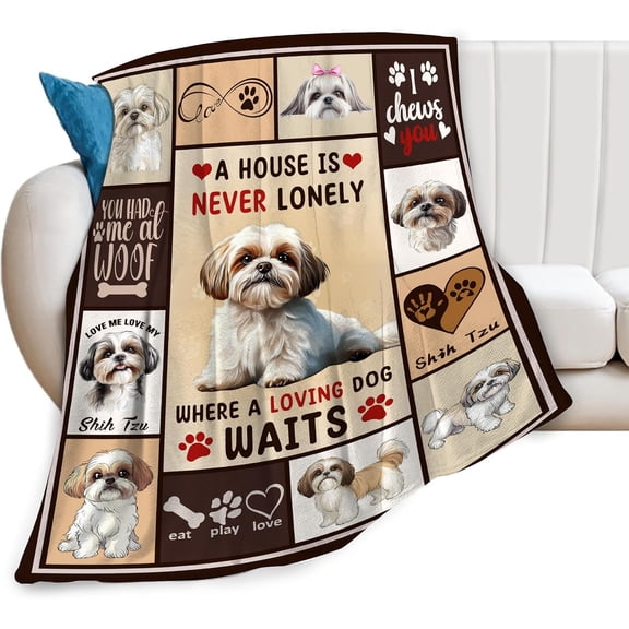 Shih Tzu Blanket Cute Dog Flannel Throw Blanket For Bed Sofa Couch