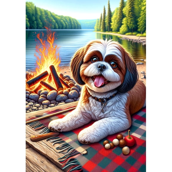 Shih Tzu Brown/White - Best of Breed DCR Summer Camping Outdoor Garden Flag 12" x 17"