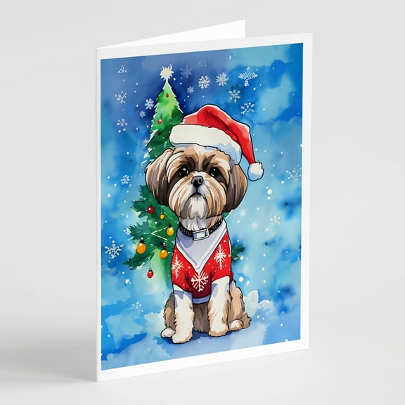 Shih Tzu Christmas Greeting Cards Pack of 8 7 in x 5 in