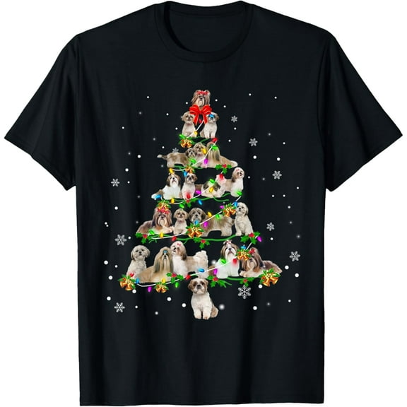 Shih Tzu Christmas Tree X-Mas Gift Adult T-Shirt