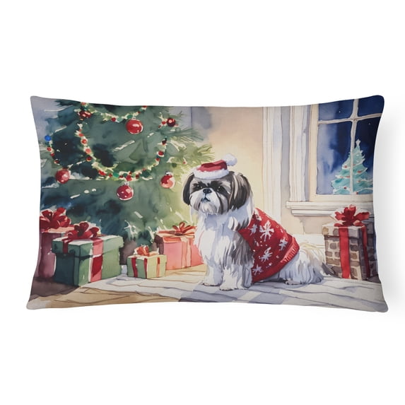 Shih Tzu Cozy Christmas Throw Pillow 12 in x 16 in