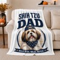 thumbnail image 1 of Shih Tzu Dad'S Daily Life Humorous Portrait Navy, Playful Pet Portrait Pattern, Warm Flannel Blanket for Living Room and Bedroom, Dog Lovers Father's Day Gift, Pet Lover Home Decor, 1 of 9