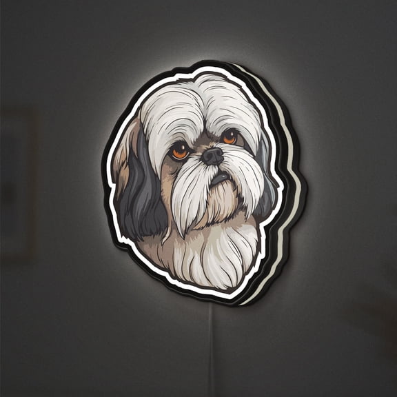 Shih Tzu Dog 3D Novelty Light Box, Cute Toy Breed Pet Lamp Decor for Animal Lovers, Puppy Room or Dog Gift Ideas (Width 8 inch, 20cm)