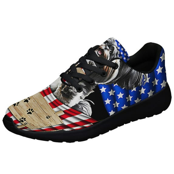 Shih Tzu Dog American flag Shoes Sneakers Black Size 6