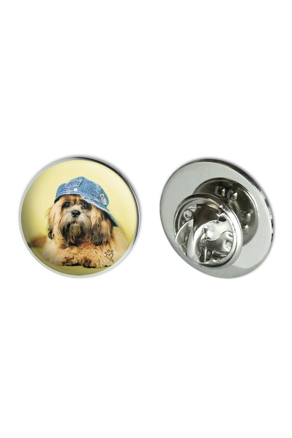 Shih Tzu Dog Baseball Cap Hat Metal 0.75" Lapel Hat Pin Tie Tack Pinback