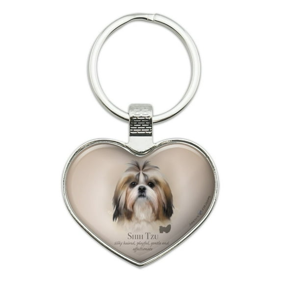 Shih Tzu Dog Breed Keychain Heart Love Metal Key Chain Ring